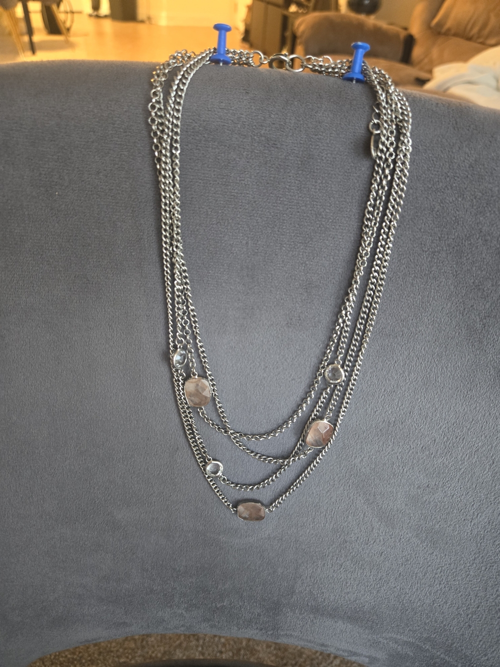 LOFT Silver-Tone Multi-Strand Necklace with Faceted Accents